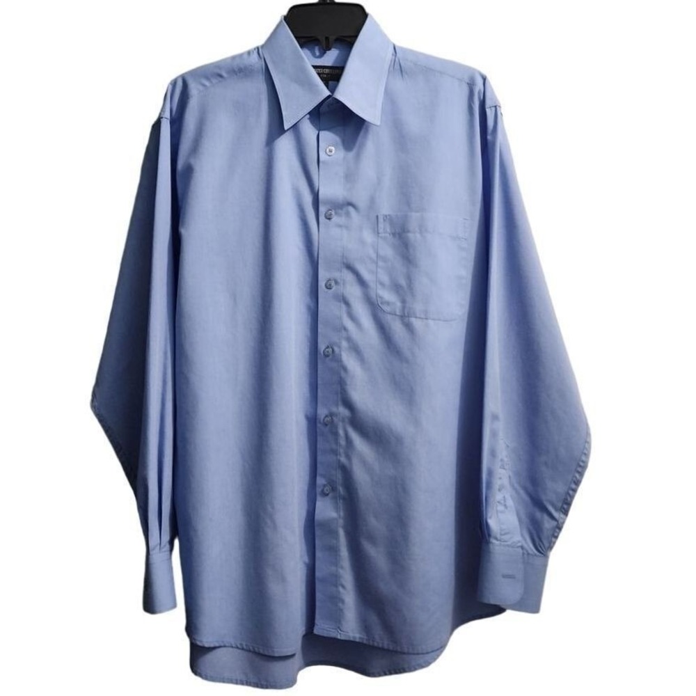Rucci Chillino Dress Long Sleeve Button Down Collared Light Blue 15-15 1/2 33/34
